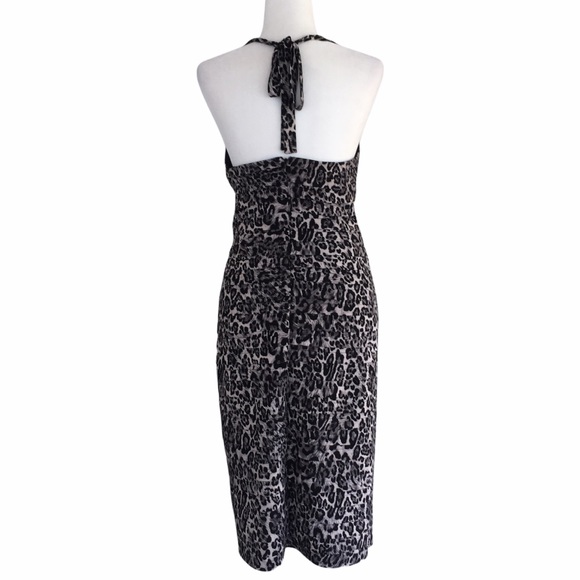 CACHE Leopard Print Rouched Textured Halter Dress - Picture 6 of 10